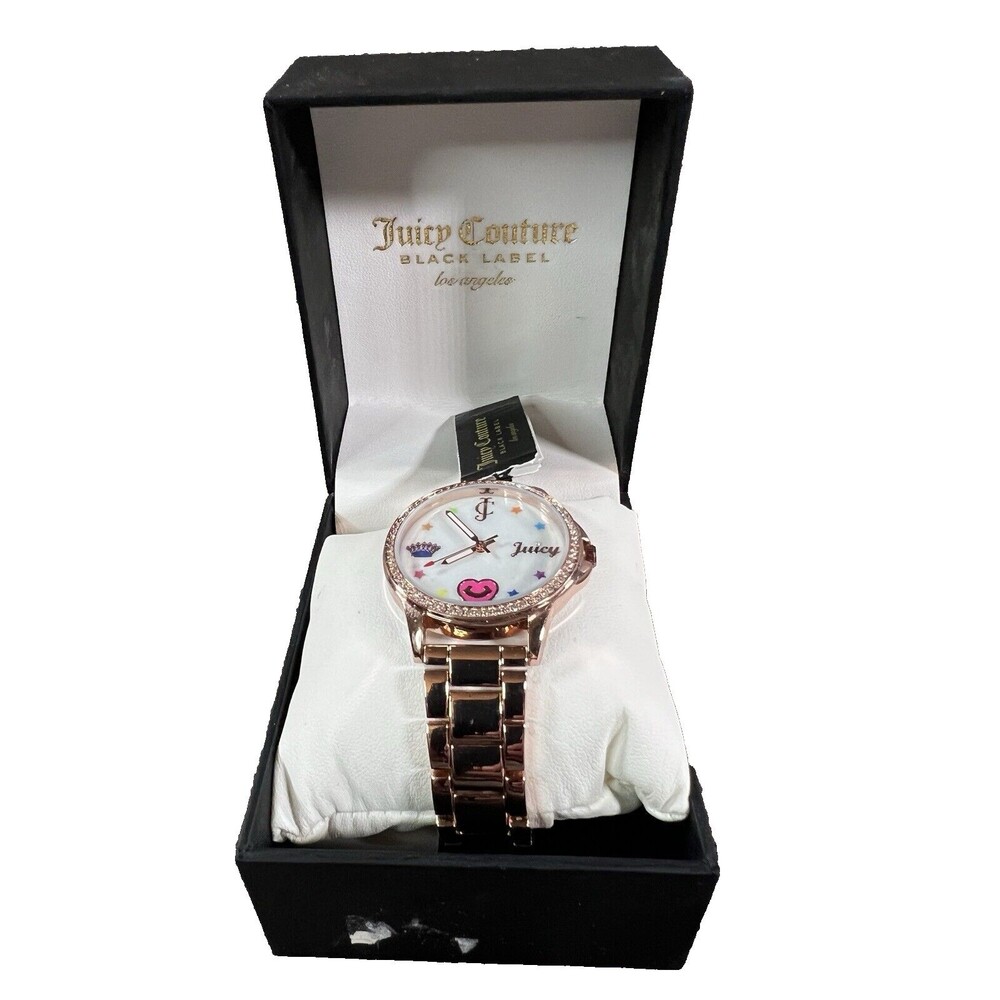 Juicy Couture Black Label JC/1116 Women’s Analog Watch Gold Rose Band NEW